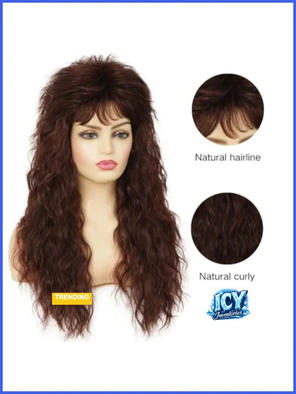 Brown Long Curly Wig for Women Synthetic Fiber Heat Resistant Halloween Costume